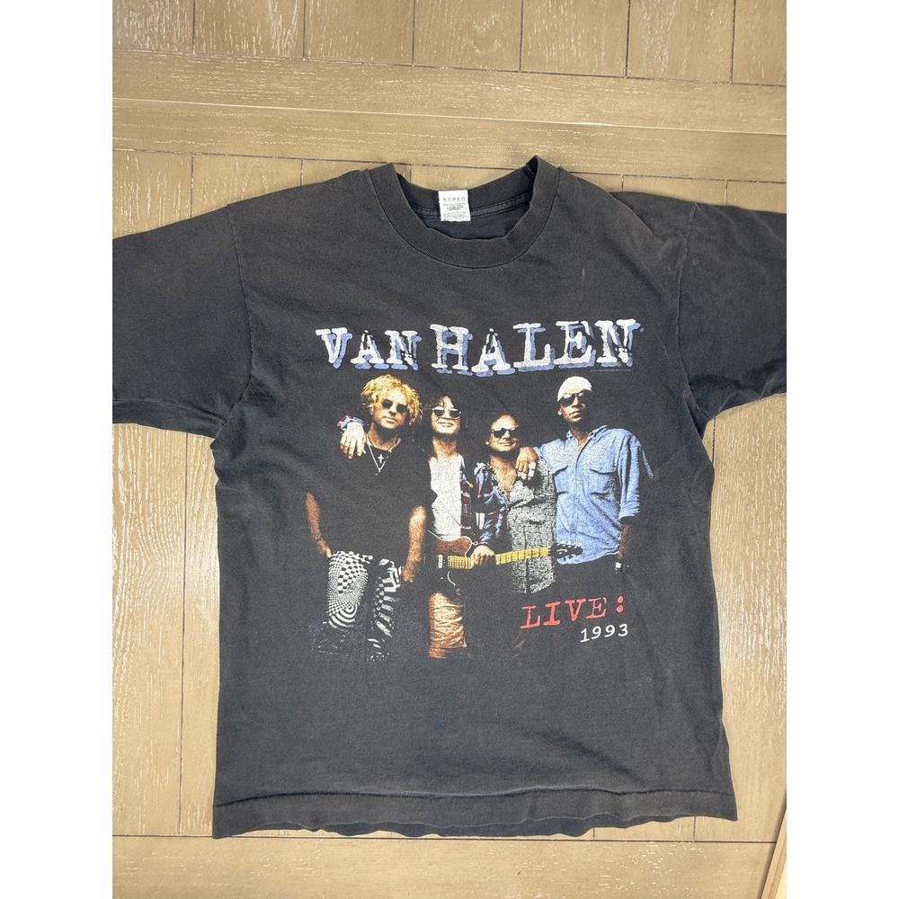 Vintage Van Halen T-Shirt‎ Mens Large Black 1993 World Tour Live Single Stitch